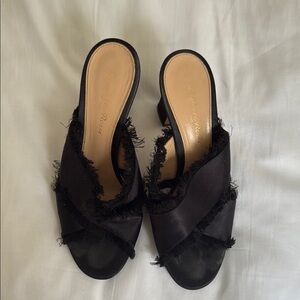 Gianvito Rossi Black Satin Mules with Cross-Over Design